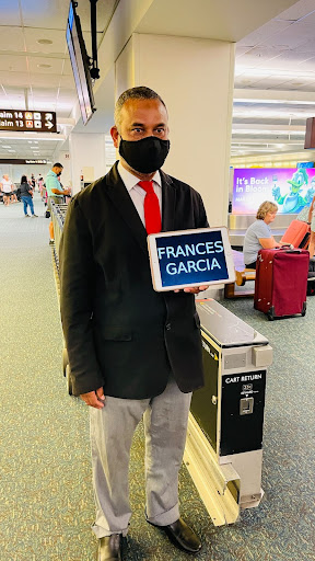 This nice gentleman is standing next to the luggage cart returns at baggage claim. I mean, who takes pictures of the luggage carts? It’s the best I could find in my gallery for ya’ll. 😜